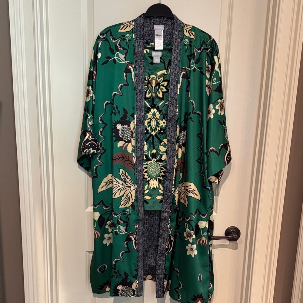 Chico’s Green Kimono Jacket & tank